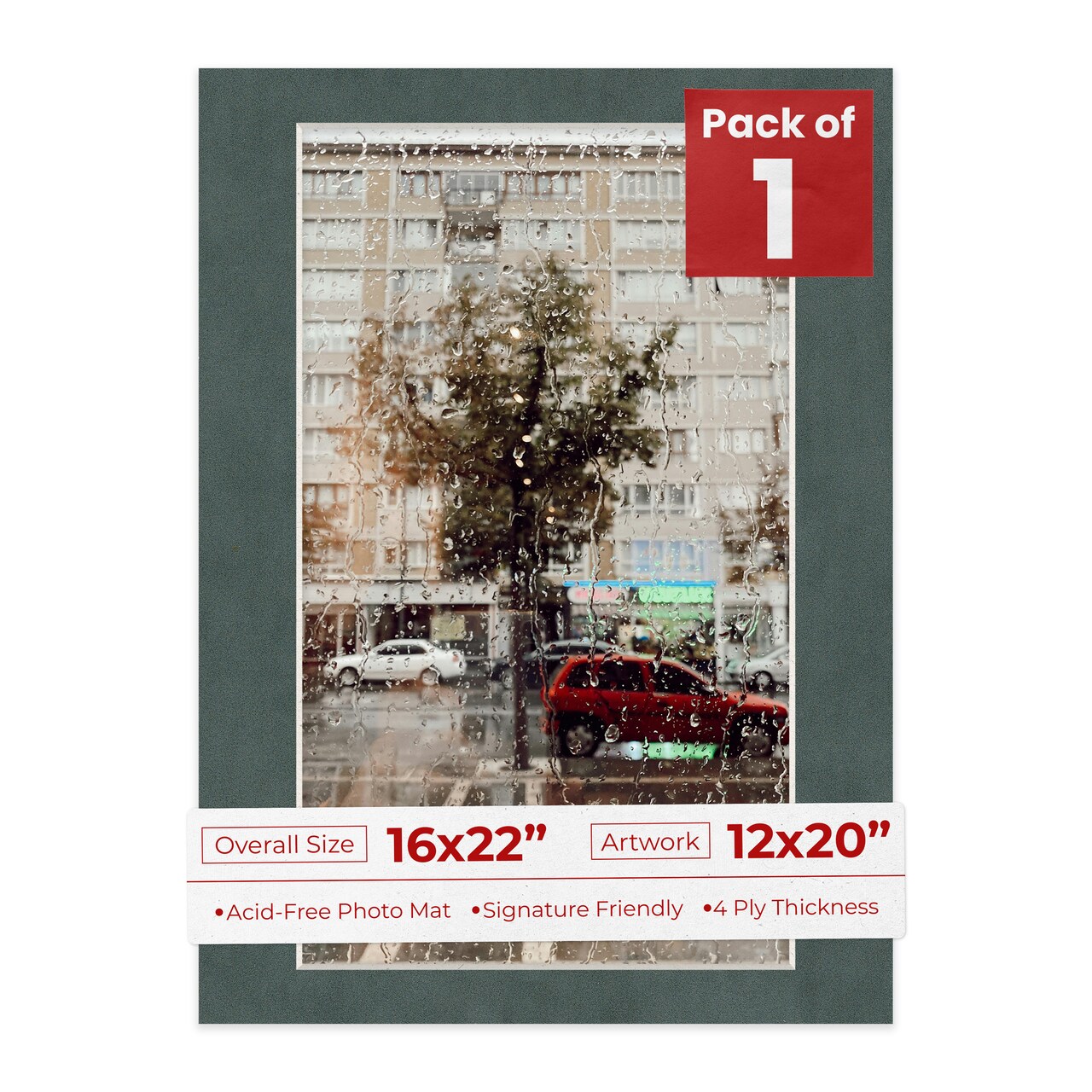 Dark Grey Suede Mat Board for 16x22 Frames - Fits 12x20 Photos